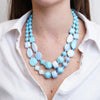 Collana in Metallo multifilo con cristalli blu ispirati al vetro di Murano - BYSIMON gioielli
