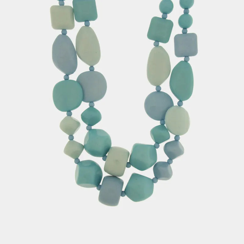 Collana in Metallo multifilo con cristalli blu ispirati al vetro di Murano - BYSIMON gioielli