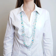 Collana in Metallo multifilo con cristalli verdi ispirati al vetro di Murano