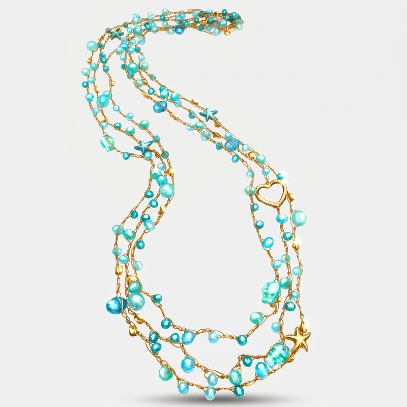 Collana in Metallo multifilo con cristalli verdi ispirati all'art glass - BYSIMON gioielli