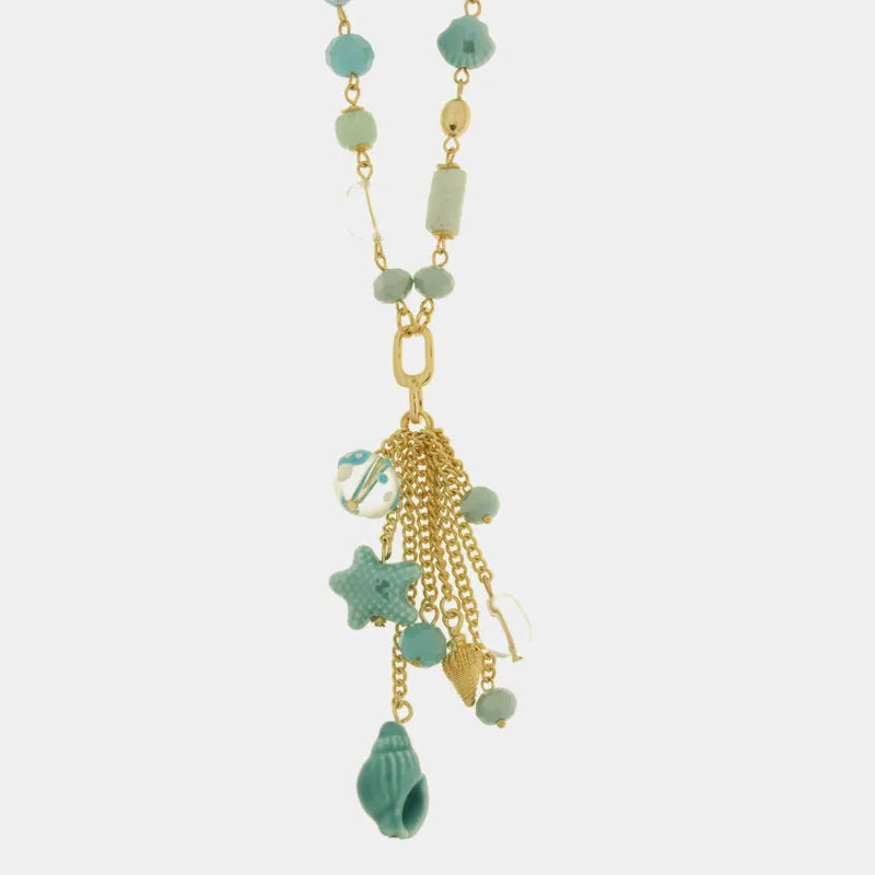 Collana in Metallo  con cristalli verdi ispirati al vetro di Murano - BYSIMON gioielli