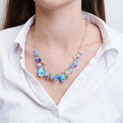Collana in Metallo  con cristalli blu ispirati al vetro di Murano