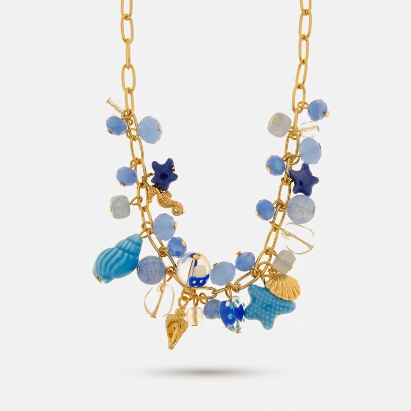 Collana in Metallo con cristalli blu ispirati all'art glass - BYSIMON gioielli