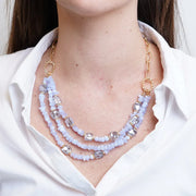 Collana in Metallo multifilo con cristalli ispirati al vetro di Murano