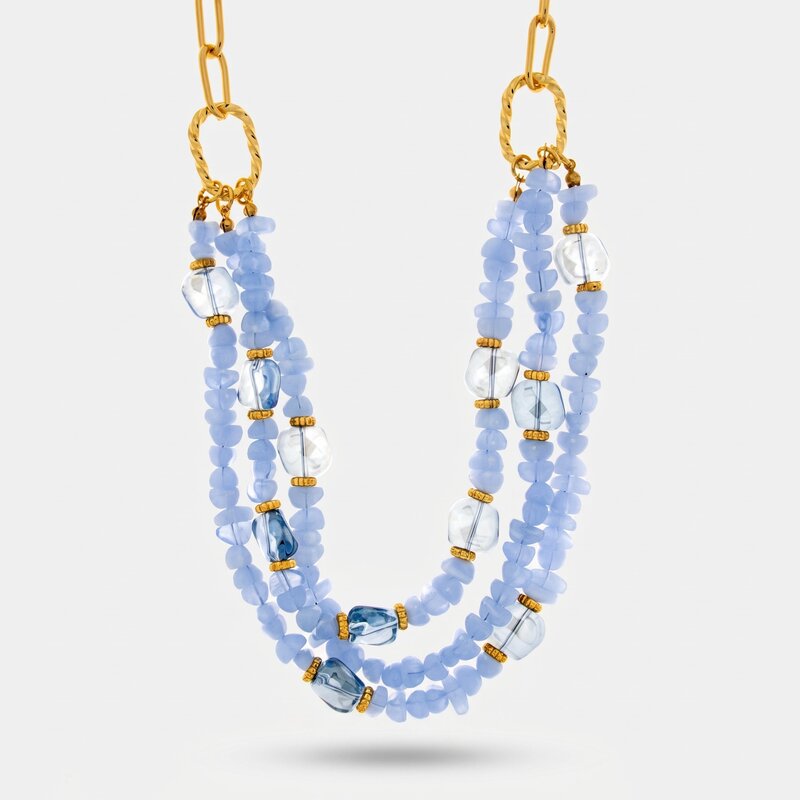 Collana in Metallo multifilo con cristalli ispirati all'art glass - BYSIMON gioielli