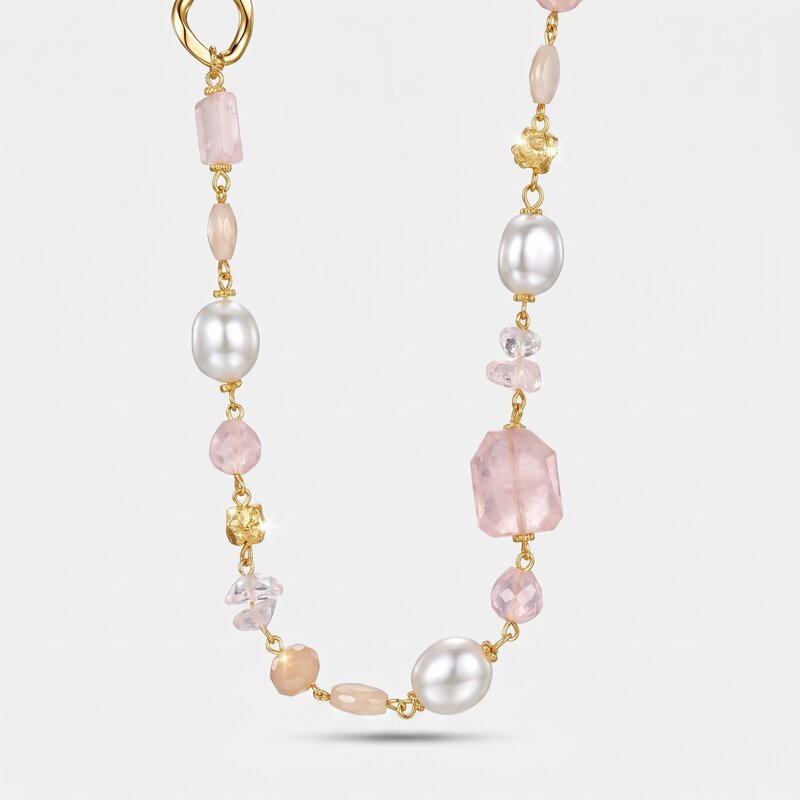 Collana in Metallo  con cristalli rosa ispirati al vetro di Murano - BYSIMON gioielli