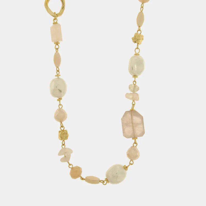 Collana in Metallo  con cristalli rosa ispirati al vetro di Murano - BYSIMON gioielli