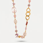 Collana in Metallo  con cristalli rosa ispirati al vetro di Murano - BYSIMON gioielli