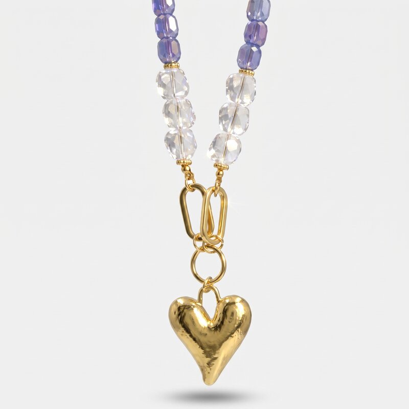 Collana in Metallo  con cristalli e cuore - BYSIMON gioielli