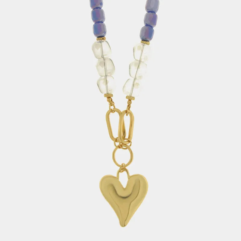 Collana in Metallo  con cristalli e cuore
