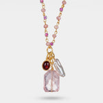 Collana in Metallo  con cristalli rosa ispirati al vetro di Murano - BYSIMON gioielli