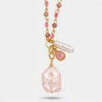 Collana in Metallo  con cristalli rosa ispirati al vetro di Murano - BYSIMON gioielli