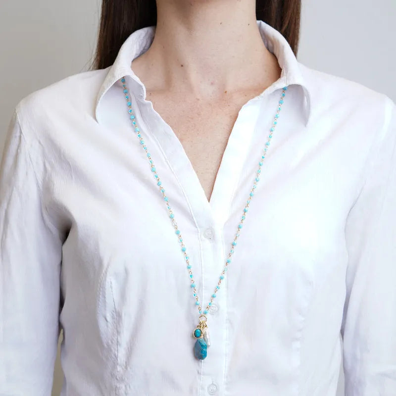 Collana in Metallo  con cristalli verdi ispirati al vetro di Murano - BYSIMON gioielli