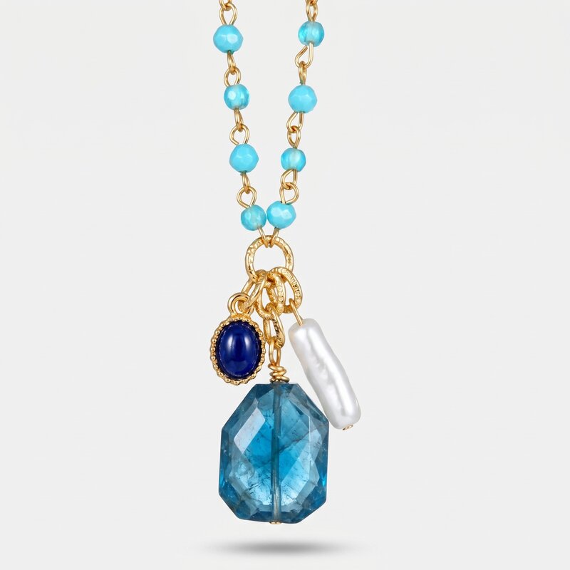 Collana in Metallo  con cristalli verdi ispirati al vetro di Murano - BYSIMON gioielli