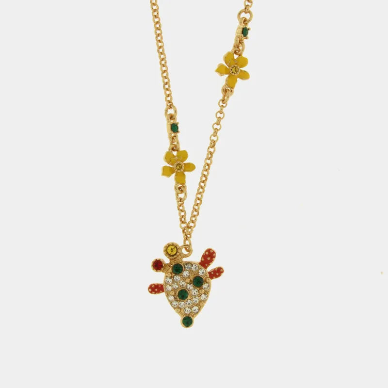 Collana in Metallo con fichi d'india impreziosito da pietre colorati BYS - gioiello BySimon