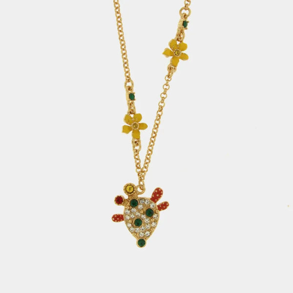 Collana in Metallo con fichi d'india impreziosito da pietre colorati BYS - gioiello BySimon