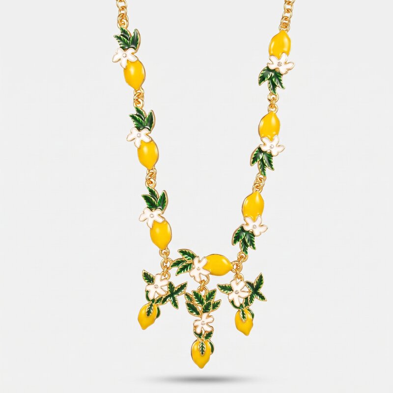 Collana in Metallo limoni e margherite - BYSIMON gioielli
