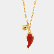 Collana in Metallo corno rosso con sonaglio