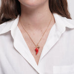 Collana in Metallo corno rosso con sonaglio - BYSIMON gioielli