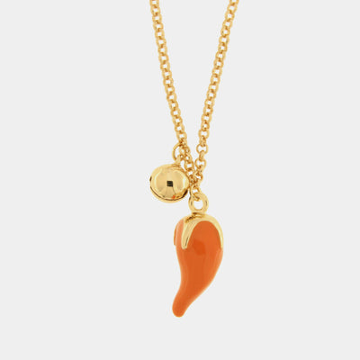 Collana con corno portafortuna arancione in metallo | cornetto portafortuna | BYSIMON