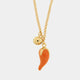 Collana in Metallo corno arancione con sonaglio - BYSIMON gioielli