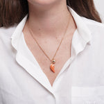Collana con corno portafortuna arancione in metallo | cornetto portafortuna | BYSIMON