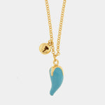 Collana in Metallo corno azzurro con sonaglio - BYSIMON gioielli