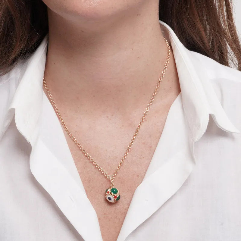 Collana in Metallo cubo verde - BYSIMON gioielli