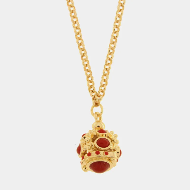 Collana in Metallo corona rossa