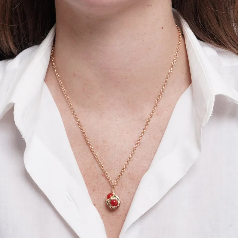 Collana in Metallo cubo rosso