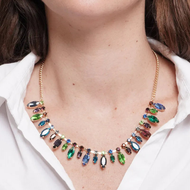 Collana in Metallo cristalli colorati pendenti