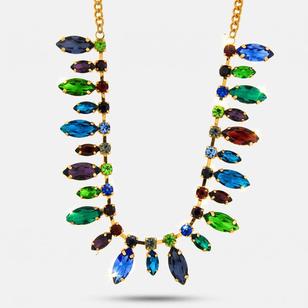 Collana in Metallo cristalli colorati pendenti - BYSIMON gioielli