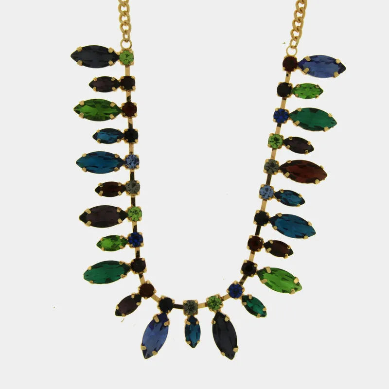 Collana in Metallo cristalli colorati pendenti