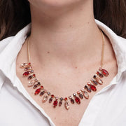 Collana in Metallo cristalli rossi pendenti