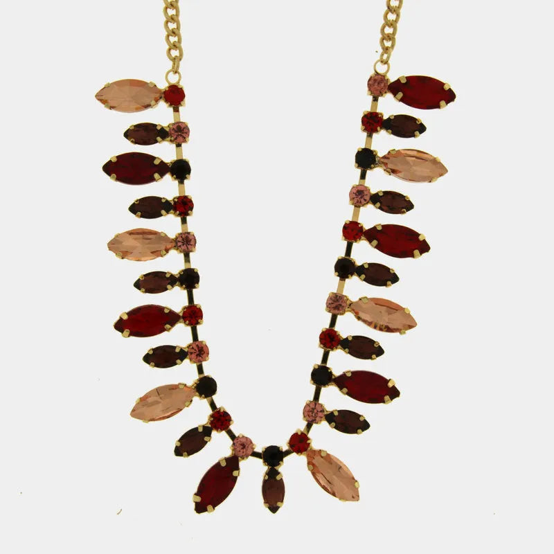 Collana in Metallo cristalli rossi pendenti