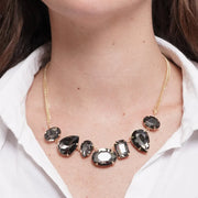 Collana in Metallo cristalli neri