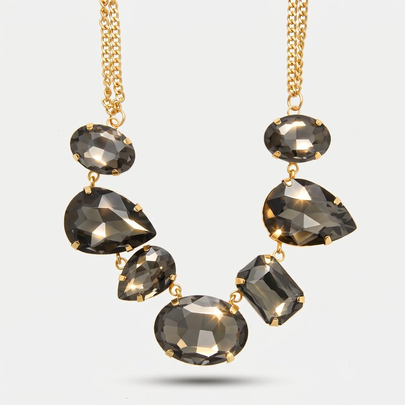Collana in Metallo cristalli neri - BYSIMON gioielli