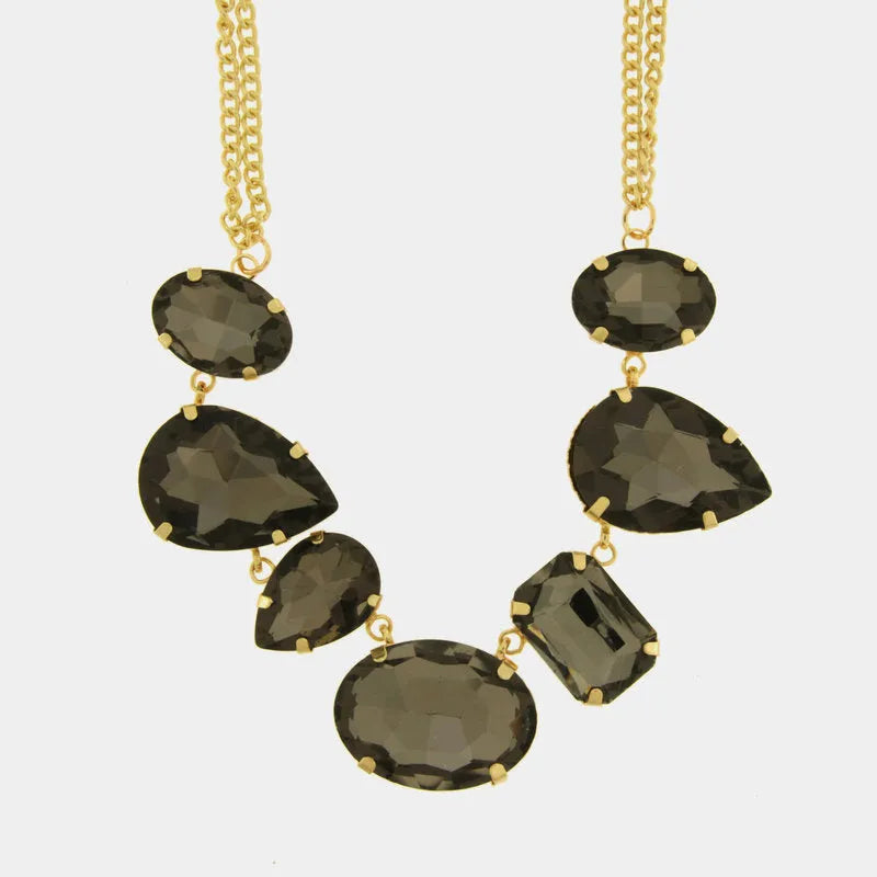 Collana in Metallo cristalli neri
