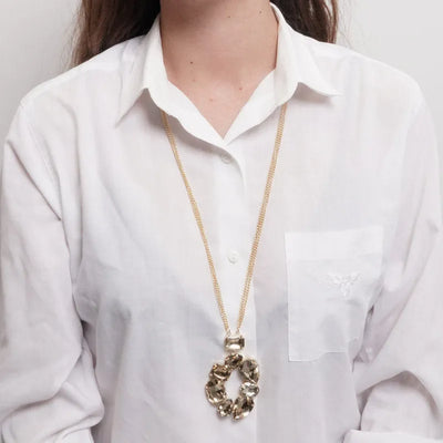 Collana in Metallo cerchio con cristalli neri - BYSIMON gioielli