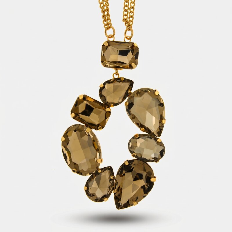 Collana in Metallo cerchio con cristalli neri - BYSIMON gioielli