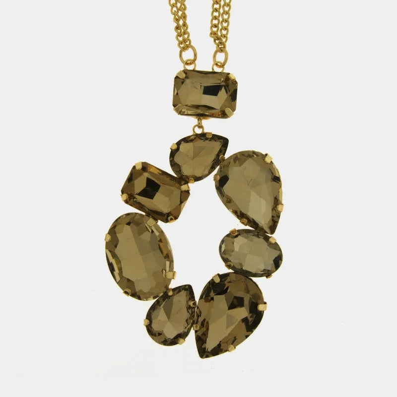 Collana in Metallo cerchio con cristalli neri - BYSIMON gioielli
