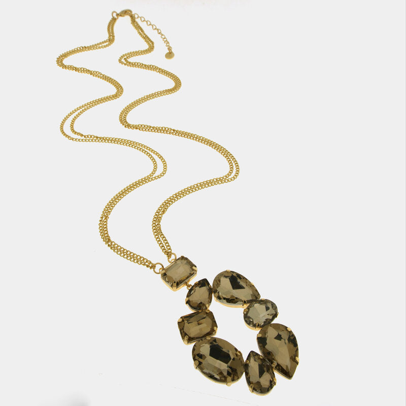 Collana in Metallo cerchio con cristalli neri
