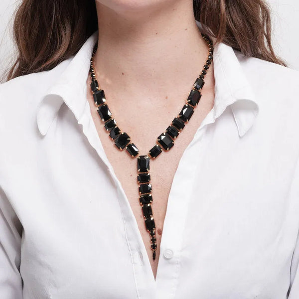 Collana in Metallo cristalli neri - BYSIMON gioielli