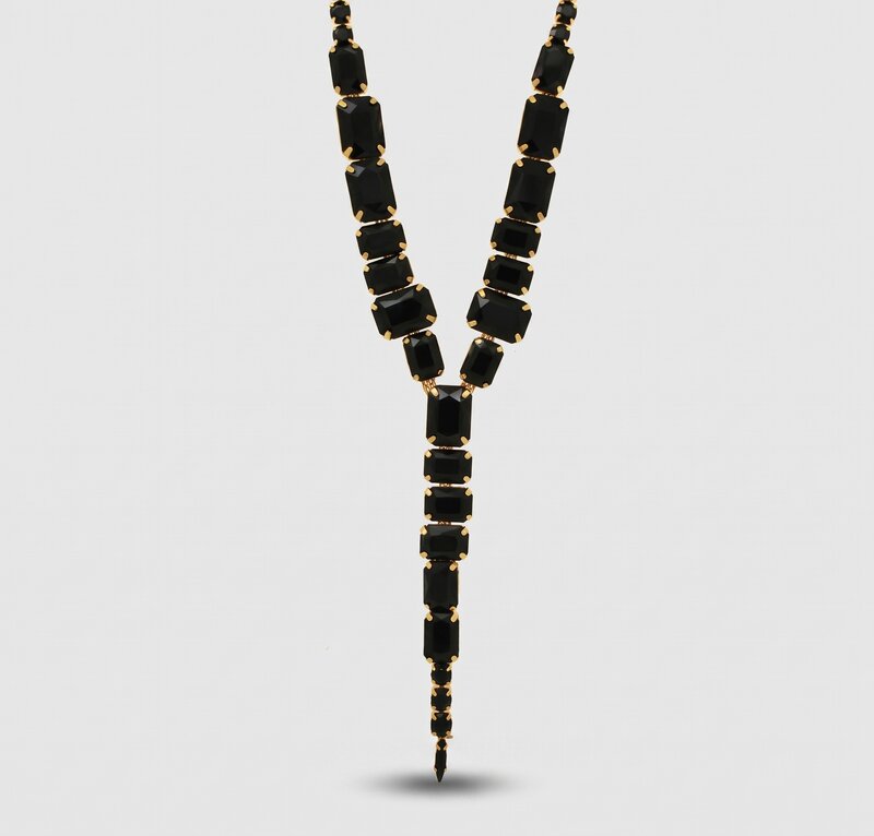 Collana in Metallo cristalli neri - BYSIMON gioielli