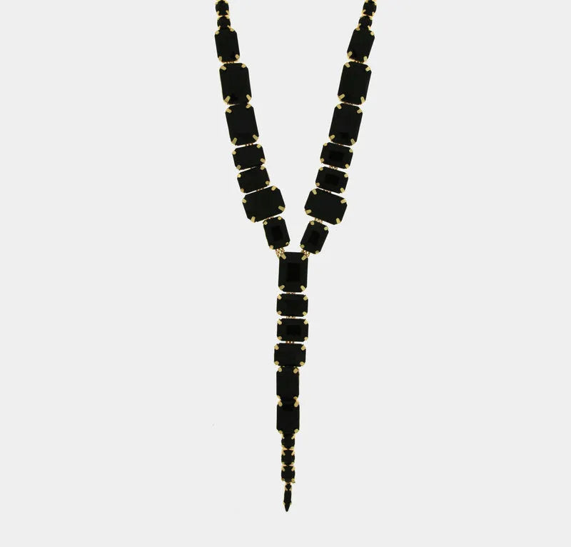 Collana in Metallo cristalli neri