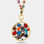 Collana in Metallo cerchio con cristalli colorati - BYSIMON gioielli