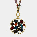 Collana in Metallo cerchio con cristalli colorati - BYSIMON gioielli