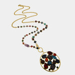 Set coordinato - Collana in Metallo cerchio con cristalli colorati