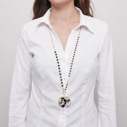 Collana in Metallo cerchio con cristalli neri