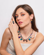 Set coordinato - Collana in Metallo cristalli colorati